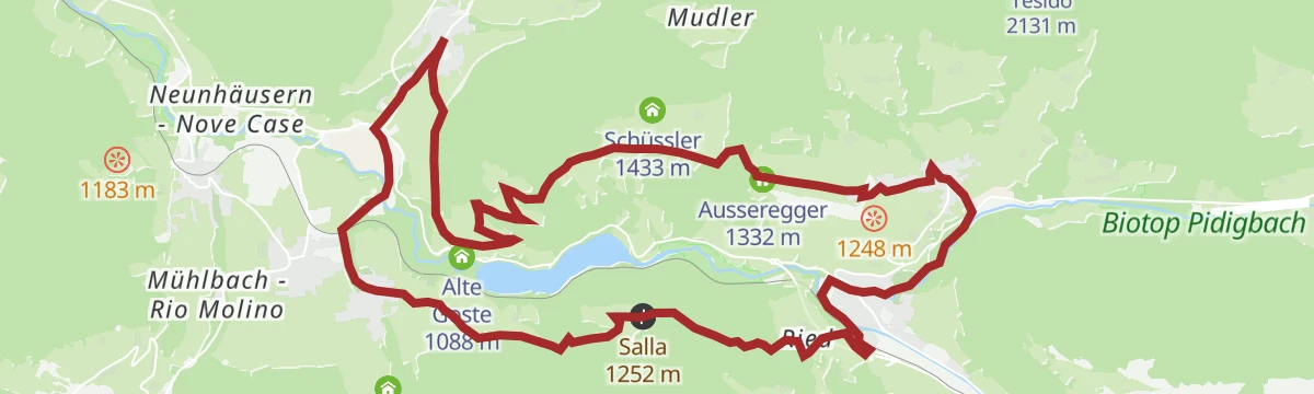Route map: Bike Tour via Salla to Welsberg and Taisten